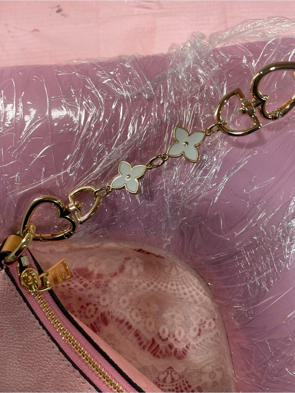 Coach Pink Signature Heart-Chain Convertible Mini Bag - Picture 4 of 9